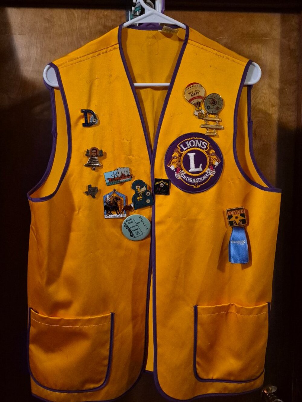 Vintage Lions Club Vest Medium 11 Pins 1985 Dallas Corpus Christi Texas USA - Picture 1 of 5